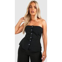Womens Plus Bandeau Peplum Hem Top - Black - 18, Black | Boohoo.com (UK & IE)