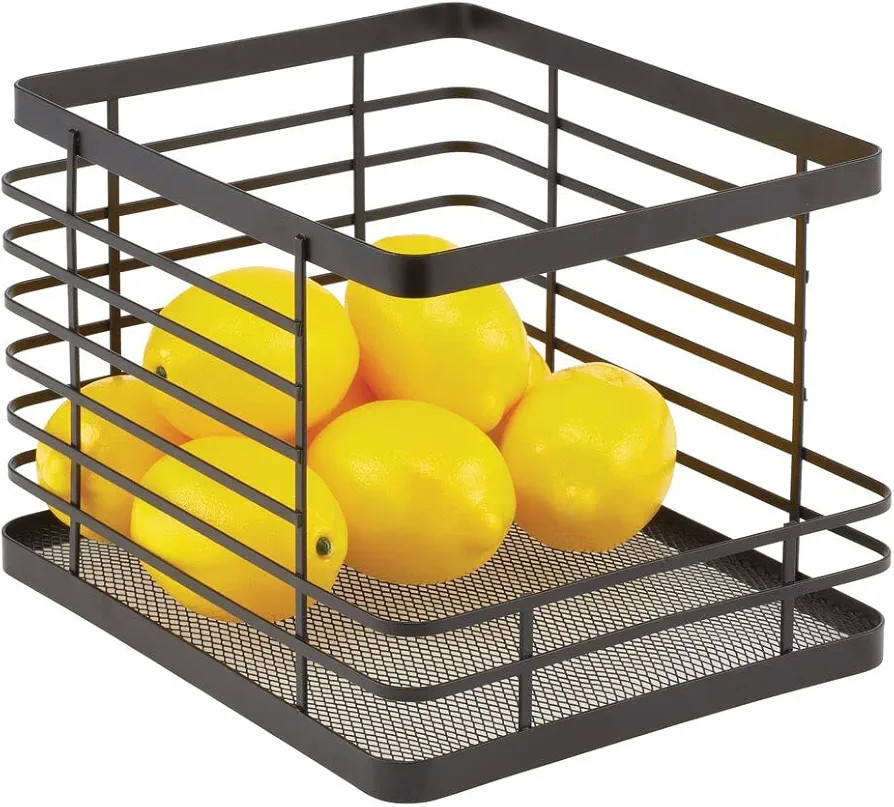 mDesign Stacking Wire Baskets Food Organizer Storage Metal Bin Basket with Open Front for Kitchen... | Amazon (US)