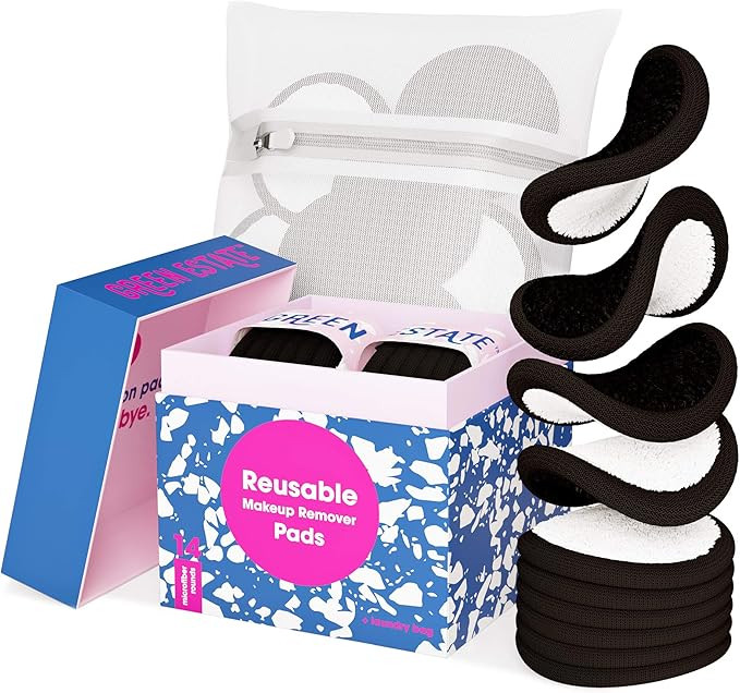 Green Estate Reusable Cotton Rounds - Dual Sided Makeup Remover Face Pads - Thick Washable Wipes ... | Amazon (US)