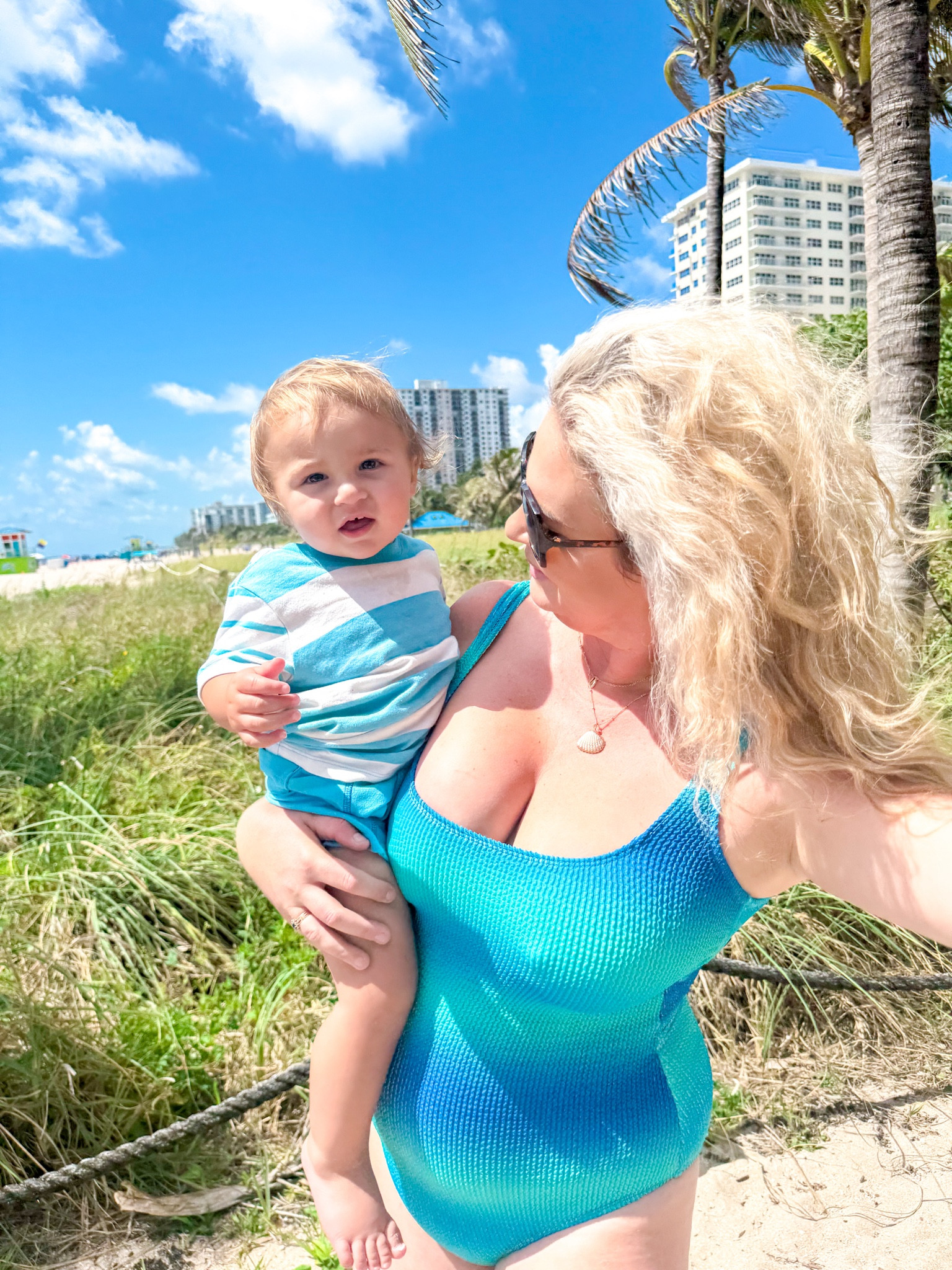 
I am wearing the Malibu Scrunch Ombre
One Piece Swimsuit underneath. It is giving Bay Watch vibes.  There is plenty of stretch in this bathing suit. 

I also listed the same bathing suit as a bikini.

My swimsuit from Vici is so BEAUTIFUL! It is very classy and “palm beach.” Size up in the sandals. The straw visor is super trendy and fun and as always a straw bag is a must have for summer.

I feel it has 1950’s/1960’s Barbie vibes.


Bathing suit cover up 
Summer outfit
Bathing suit
One piece bathing suit
Bathing suit for baby
Oversized sunglasses 
Visor
Vacation outfit 
Slip on shoes for baby
Slip on shoes for baby boy 
Swim 
Swimwear 
Vici swim 
Postpartum swim 
Swimsuit for women 
Swimsuit cover up 
Resort outfit
Beach outfit 
Pool outfit
Cruise outfit 
Vici swim
Vici swimwear
Vici swim outfit
Ombré swimsuit 
Post Partum swimsuit 
My Vici code is Kissthisstyles20

#LTKstyletip #LTKswim #LTKtravel

#LTKMidsize #LTKStyleTip #LTKSwim