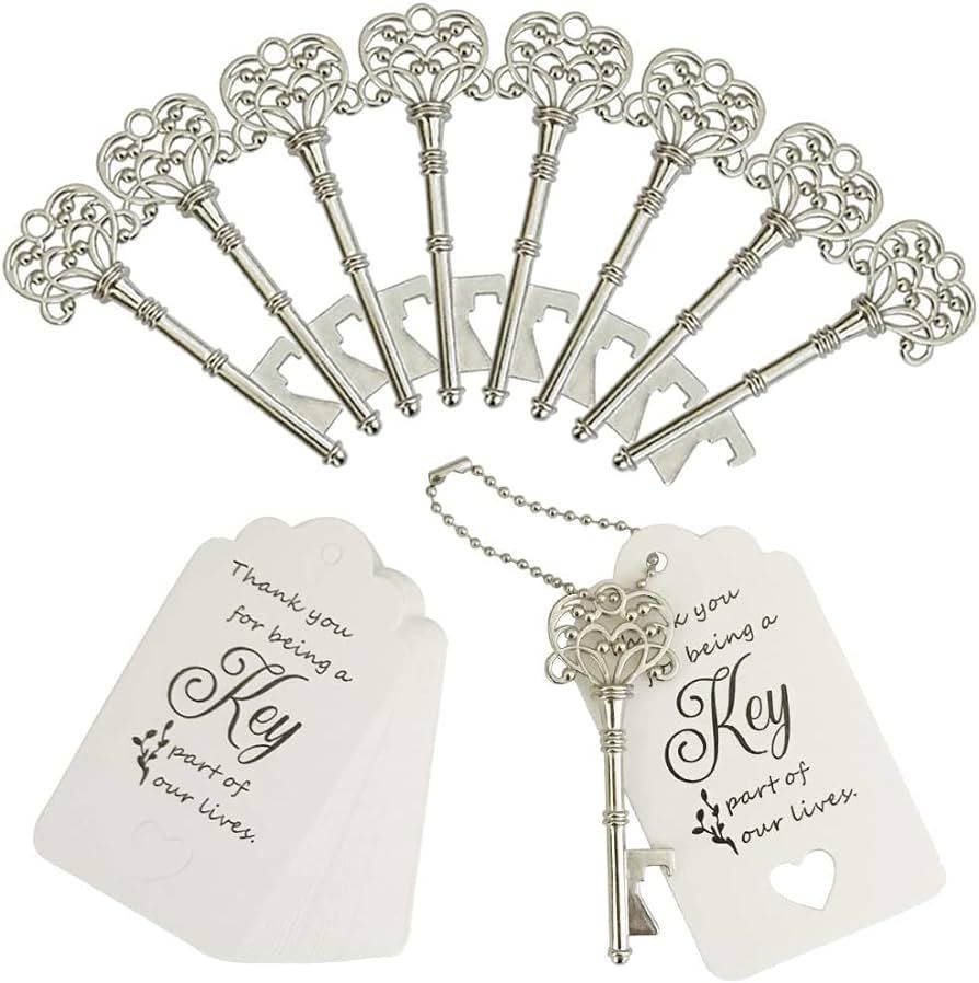 WODEGIFT 100 PCS Wedding Favors Bottle Opener,Wedding Gifts for Guest Vintage Skeleton Key Opener... | Amazon (US)
