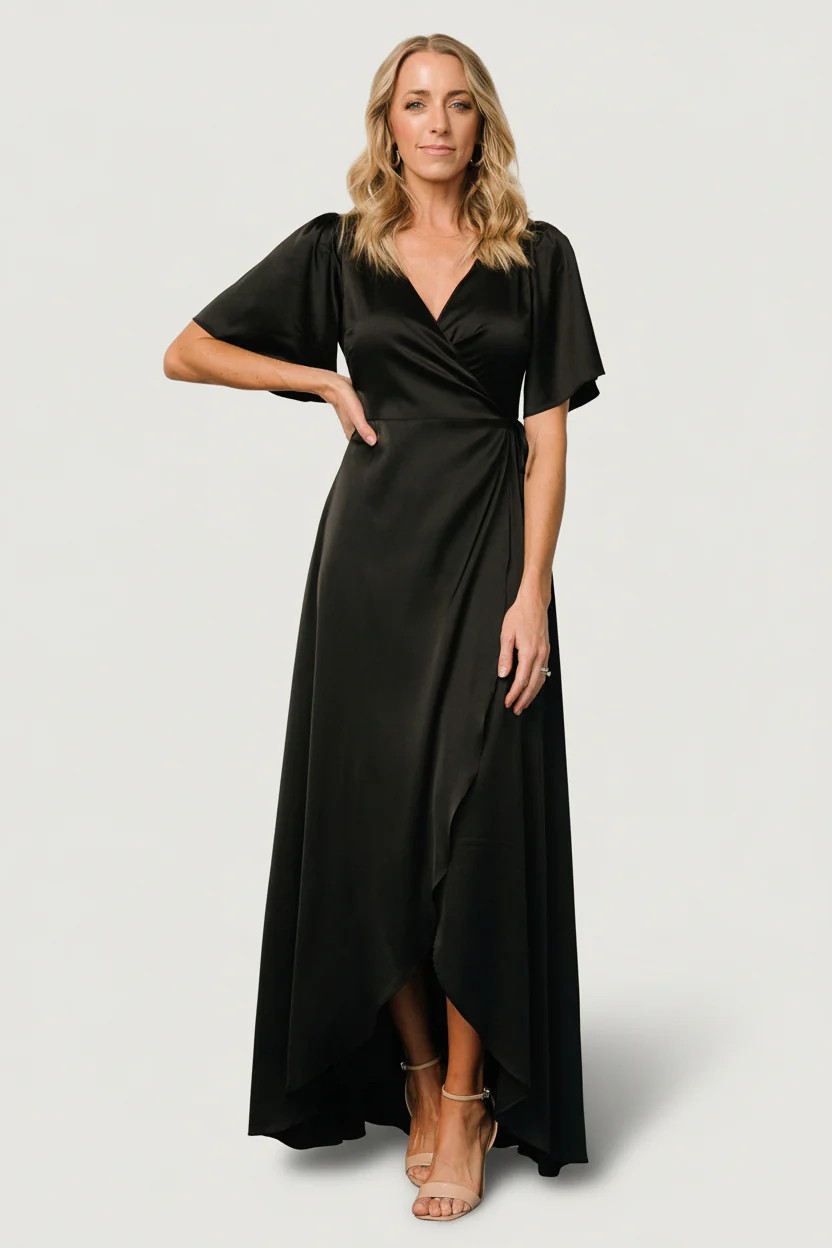 Vara Satin Maxi Wrap Dress | Terracotta | Baltic Born