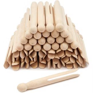 50 Count Traditional Round Clothespins 4.3" Laundry Supplies Clothes Line Wood Clothes Pins | Target