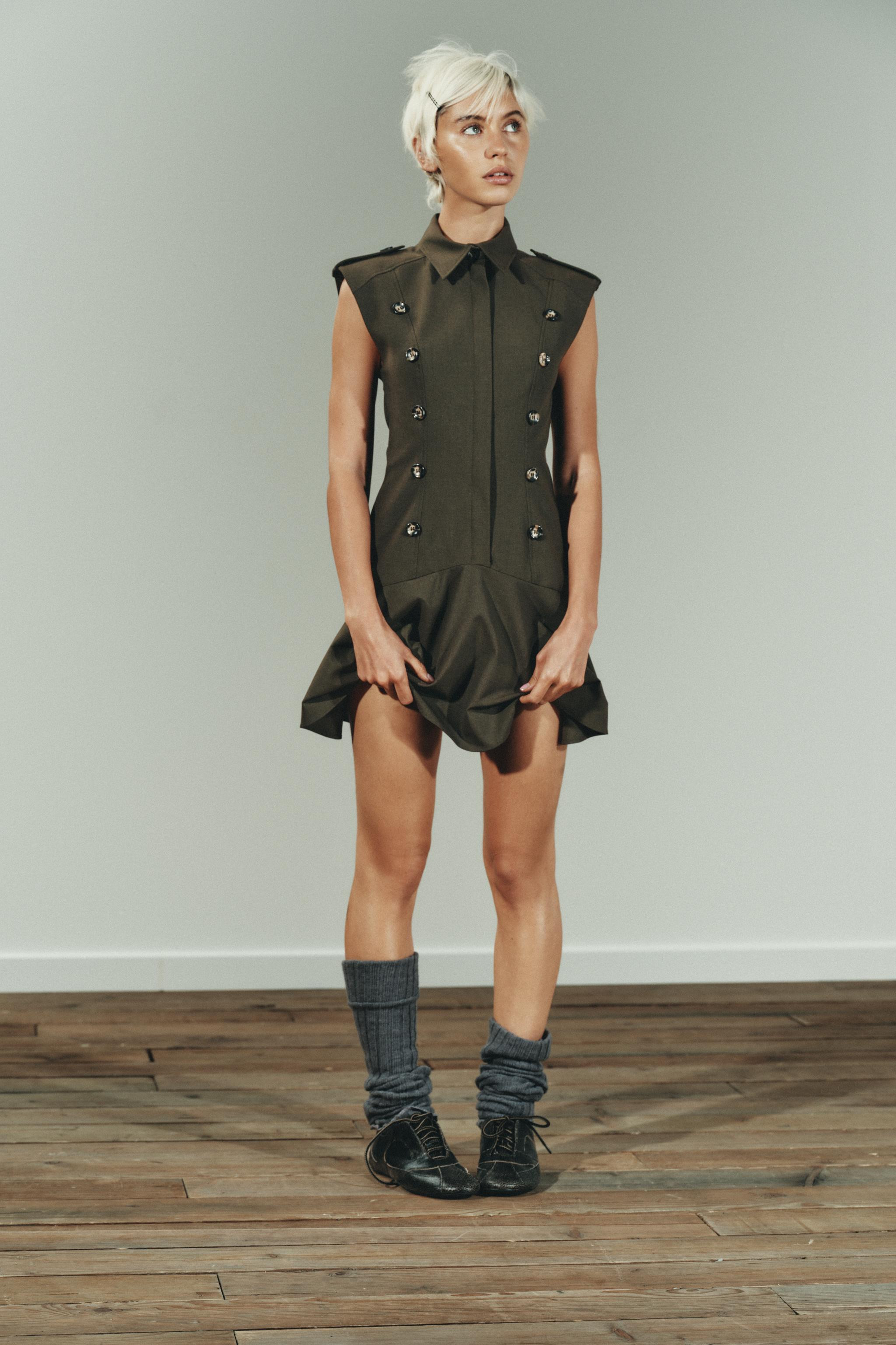 SHORT DRESS WITH SHOULDER PADS AND RUFFLES | Zara UK