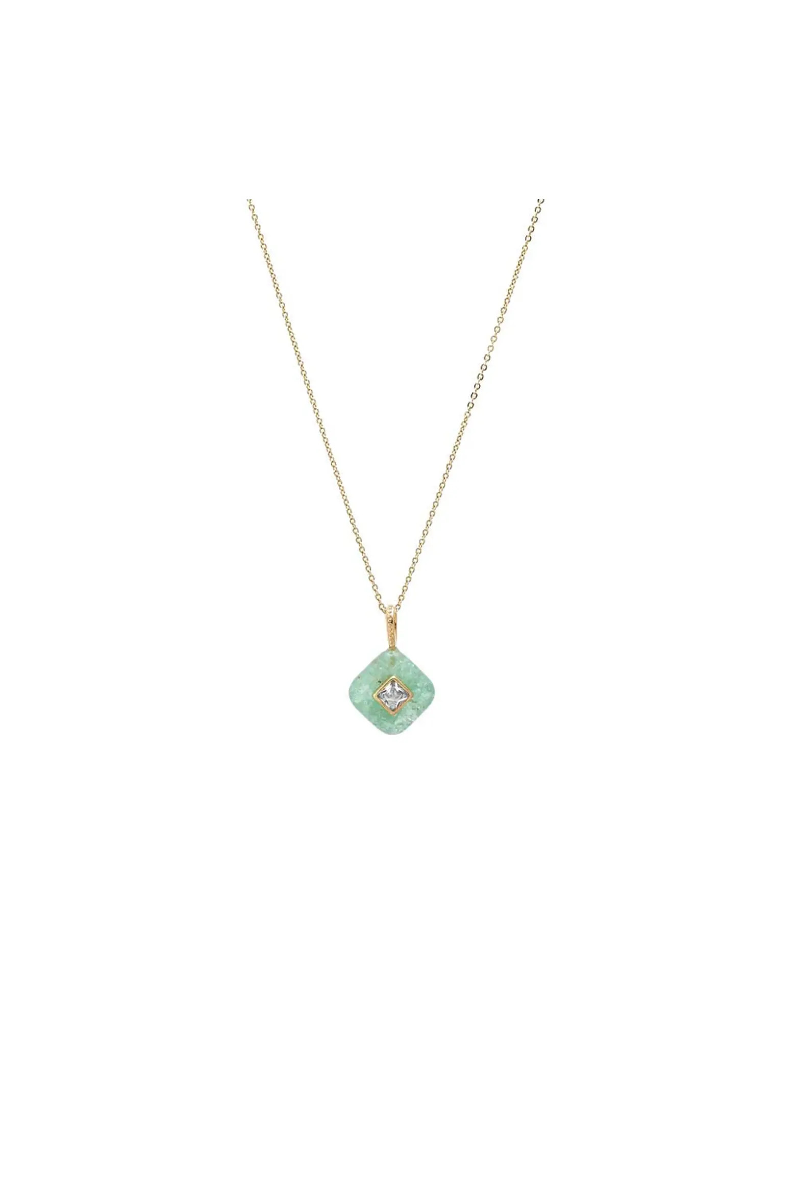CZ Square Bezeled Natural Stone Pendant Necklace (Women) | Nordstrom | Nordstrom