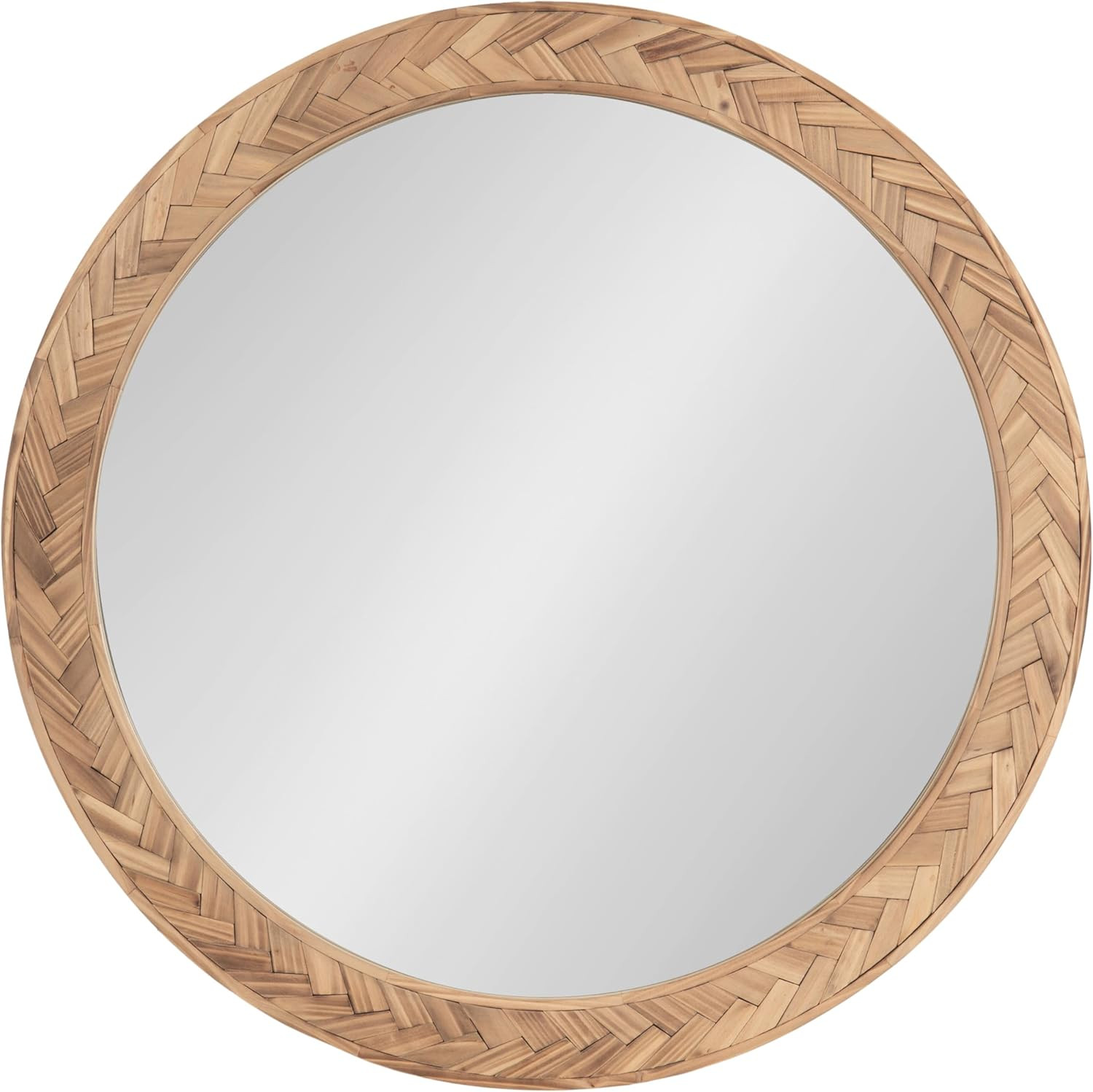 Kate and Laurel Braywood Modern Pieced Wood Round Mirror, 24 Inch Diameter, Rustic Brown, Decorat... | Amazon (US)