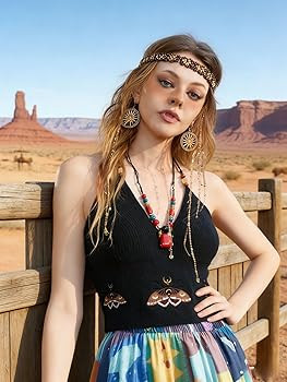 Verdusa Women's Y2k Tops Nashville Outfits Boho Gothic Clothes Halter Top Festival Western Cowgir... | Amazon (US)