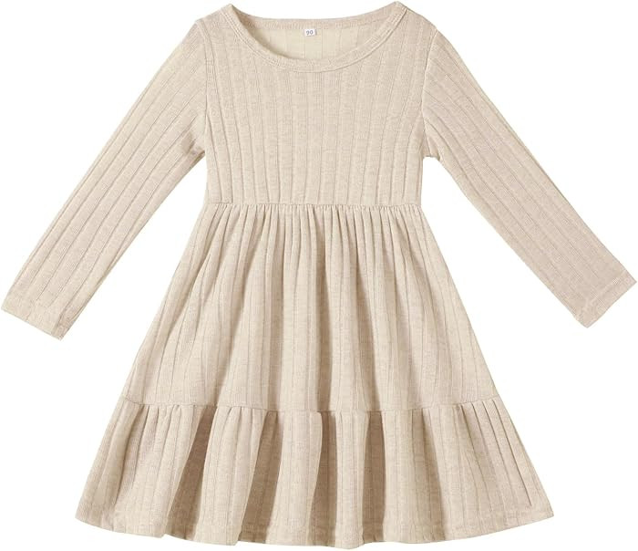 Toddler Baby Girl Long Sleeve Dress Girls Knit Sweater Dresses Tiered Kids Swing Holiday Clothes ... | Amazon (US)