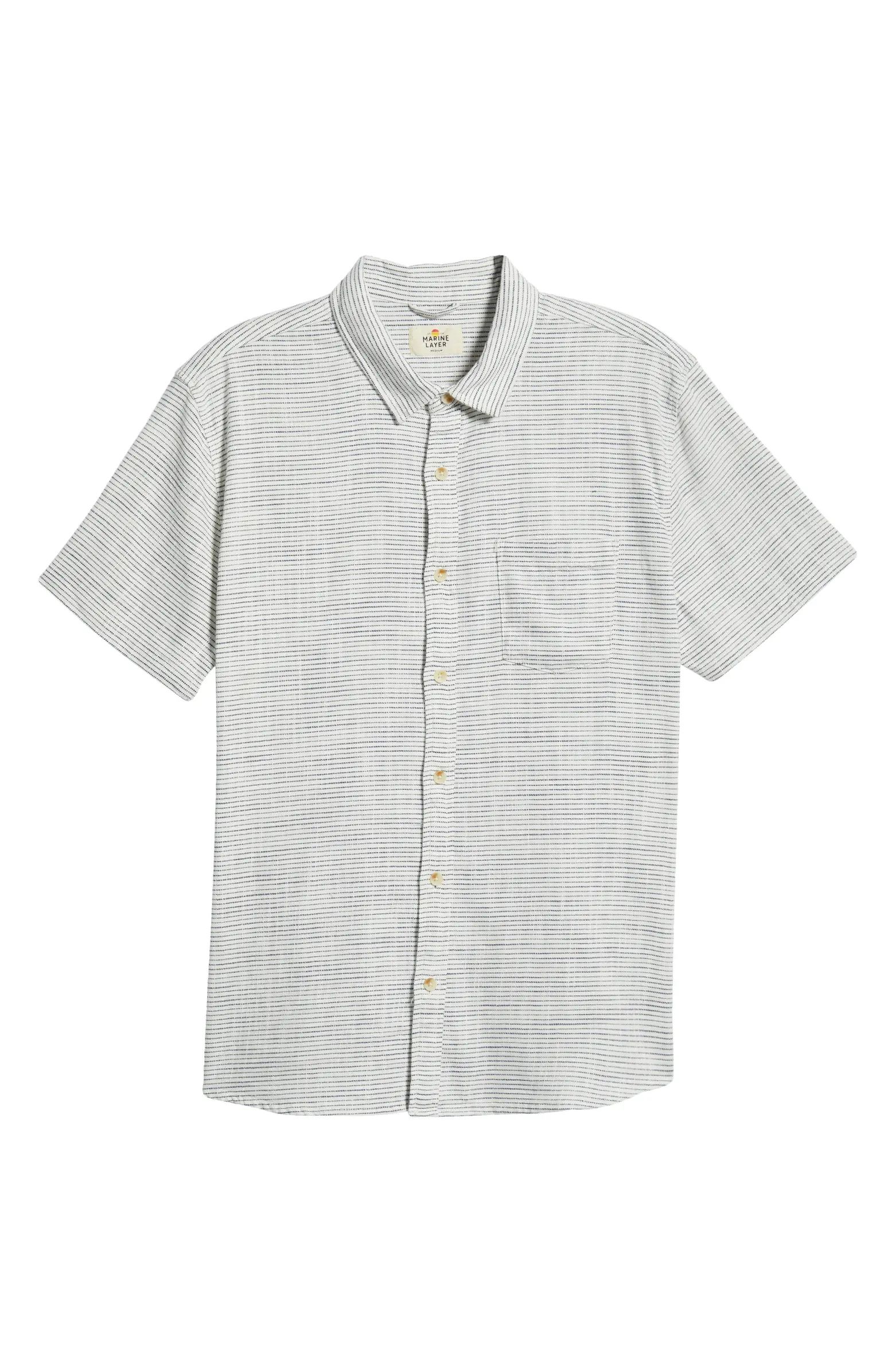 Marine Layer Stretch Selvage Short Sleeve Button-Up Shirt | Nordstrom | Nordstrom