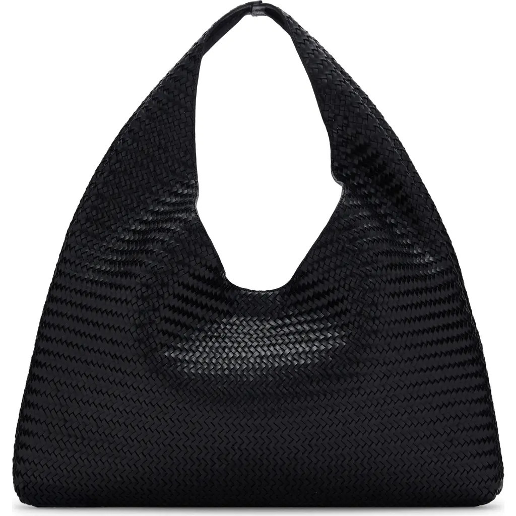 MANGO Large Braided Leather Shoulder Bag in Black at Nordstrom | Nordstrom