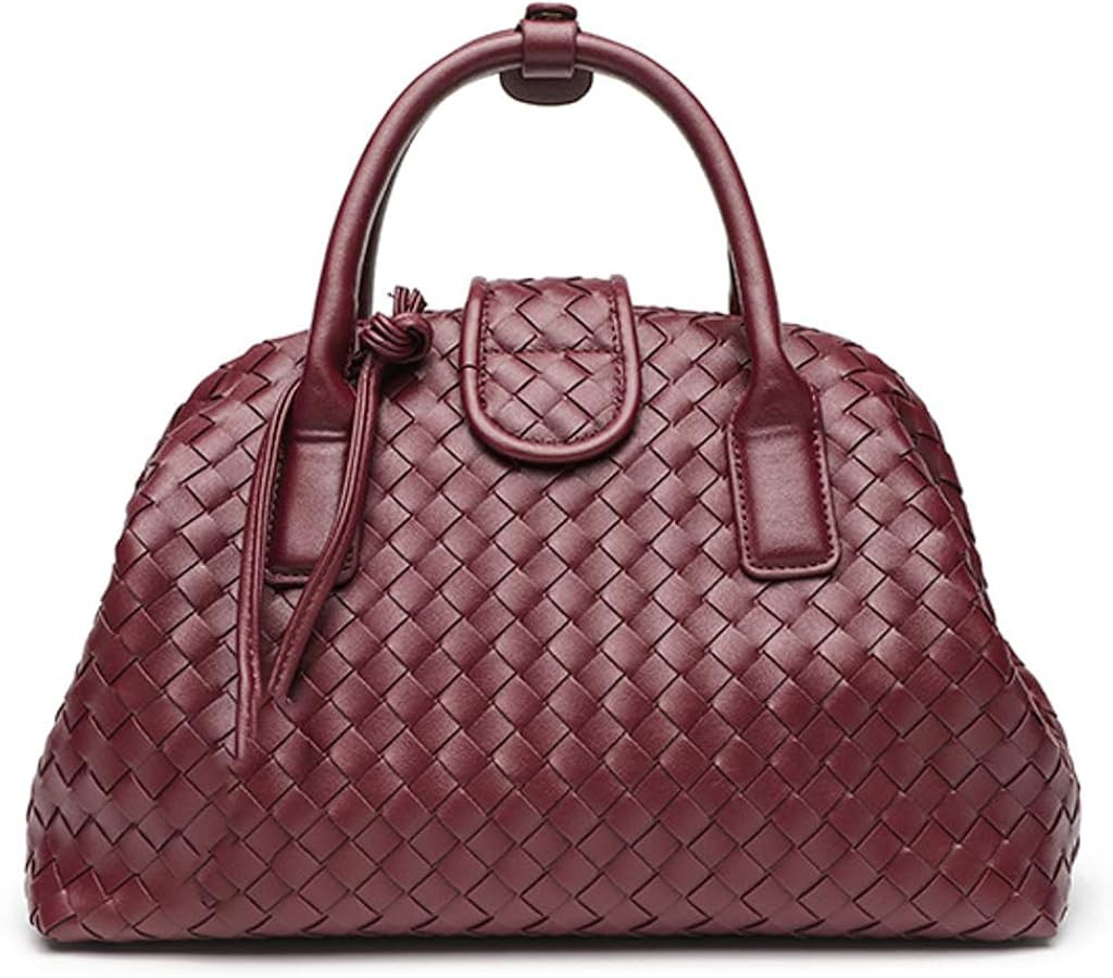 Slouchy PU Leather Woven Boston Bag Women Underarm Shoulder Hobo Bags Crossbody Purse Top-handle ... | Amazon (US)