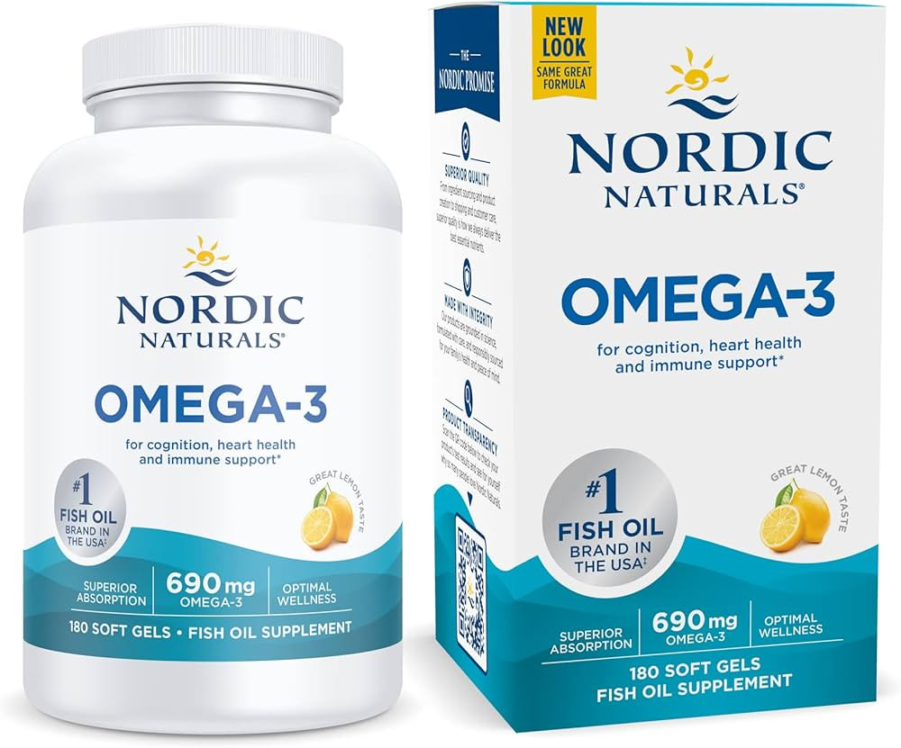 Nordic Naturals Omega-3, Lemon Flavor - 180 Soft Gels - 690 mg Omega-3 - Fish Oil - EPA & DHA - I... | Amazon (US)