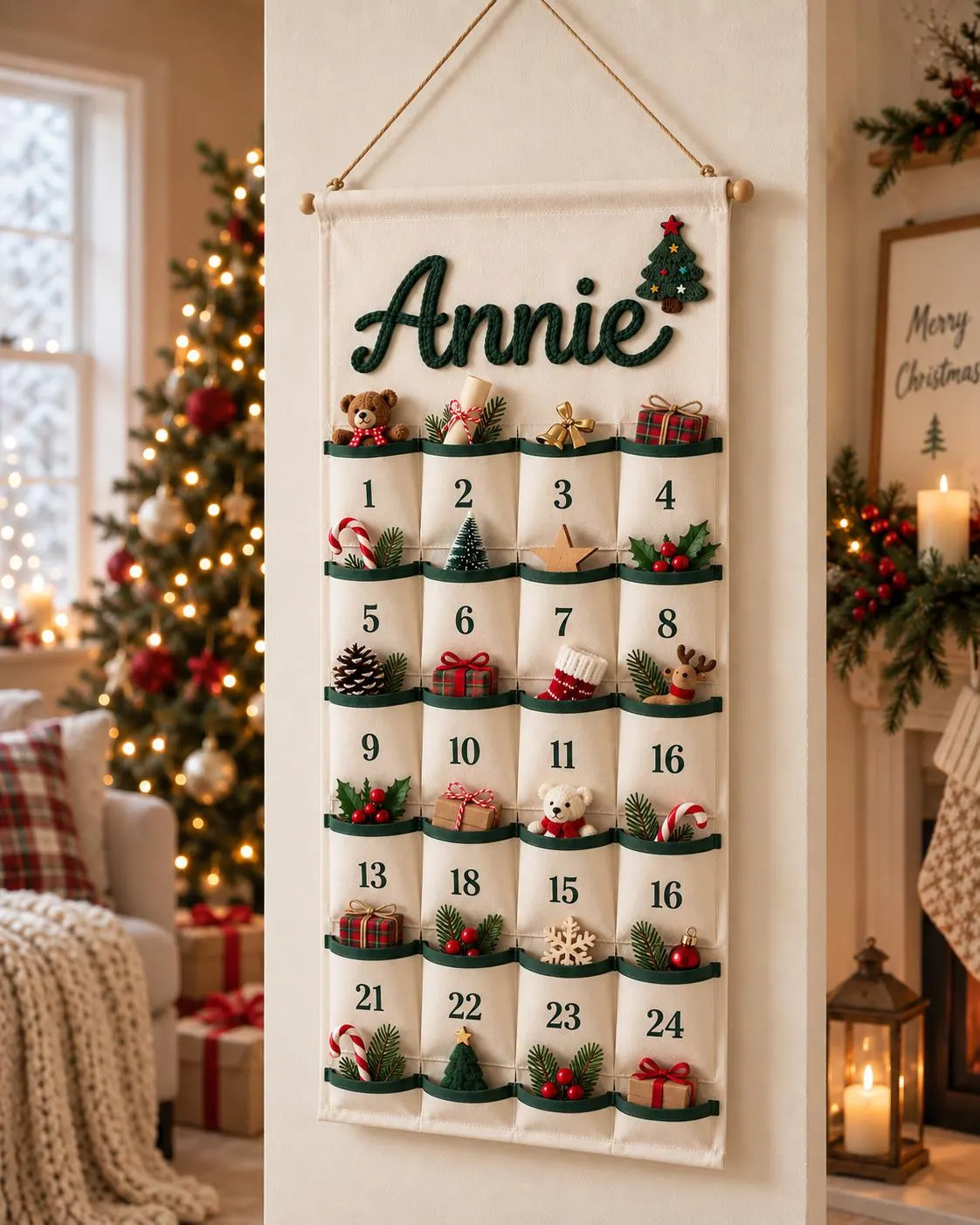 Personalized Advent Calendar 2026, Fabric Advent Calendar with Name, 24 Pocket Christmas Countdown Wall Hanging, Kids Reusable Holiday Decor | Etsy (Global)