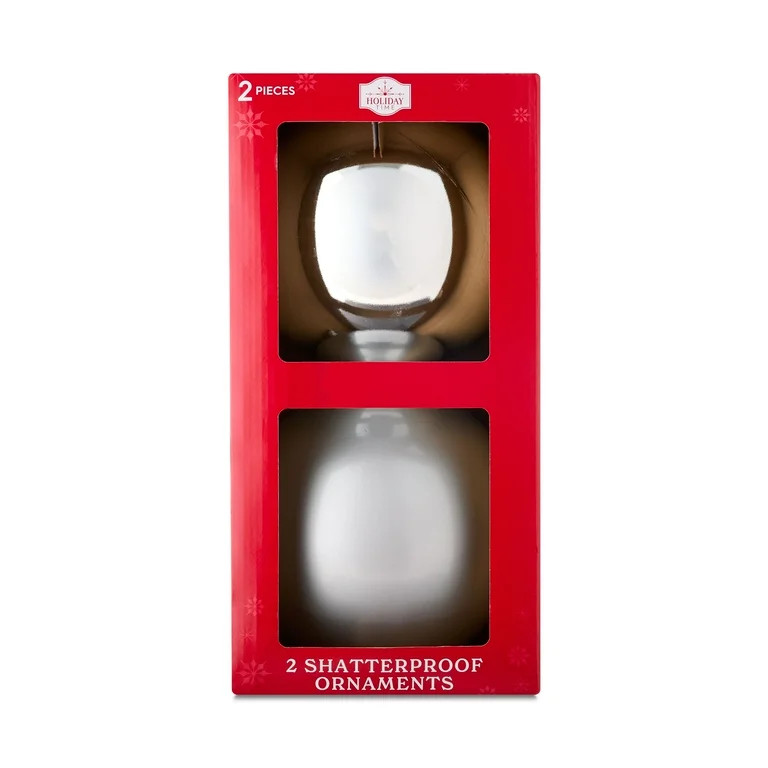 2-Count Silver Jumbo Shatterproof Christmas Ornaments, 7.8 in, by Holiday Time | Walmart (US)