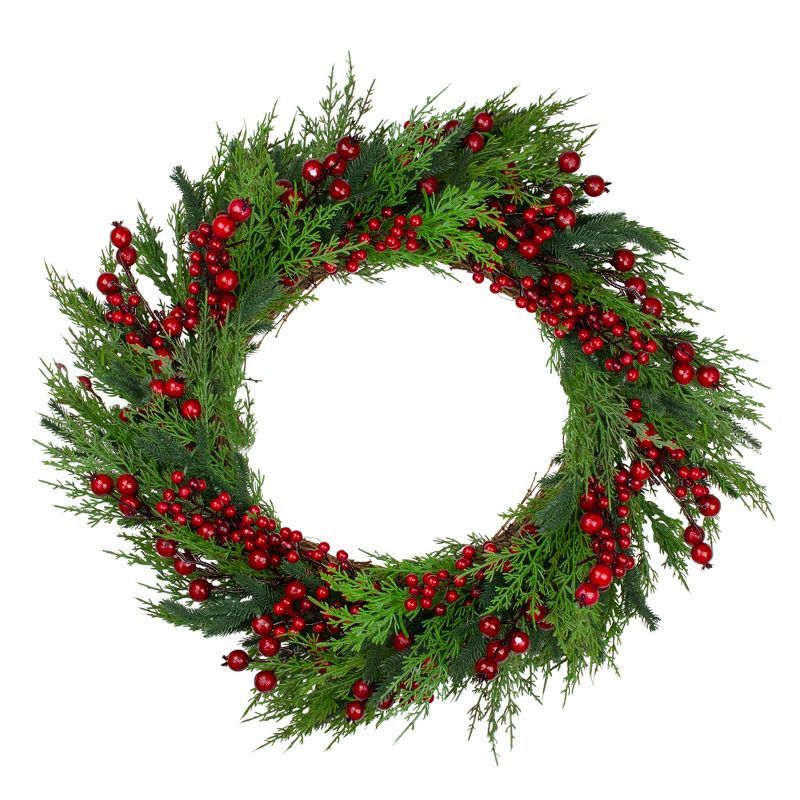 Northlight Mixed Pine and Berries Artificial Christmas Wreath - 26 inch, Unlit | Target