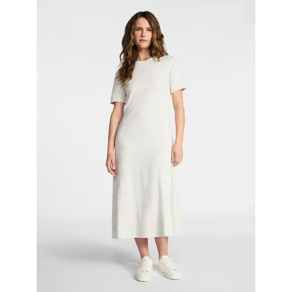 Time and Tru Women's Seamed Cotton Midi Dress, Sizes XS-XXXL | Walmart (US)