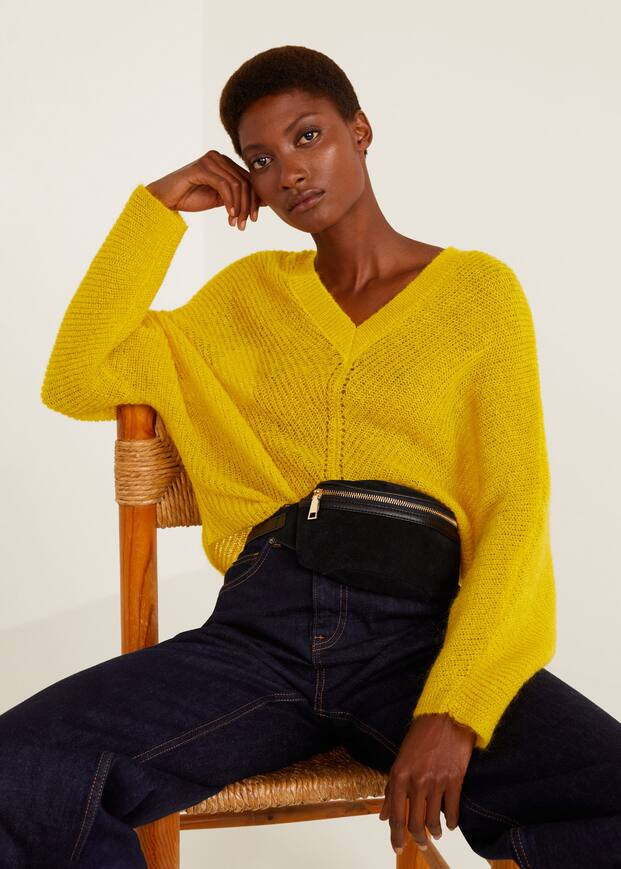 v-neckline oversize sweater - Women | MANGO (US)