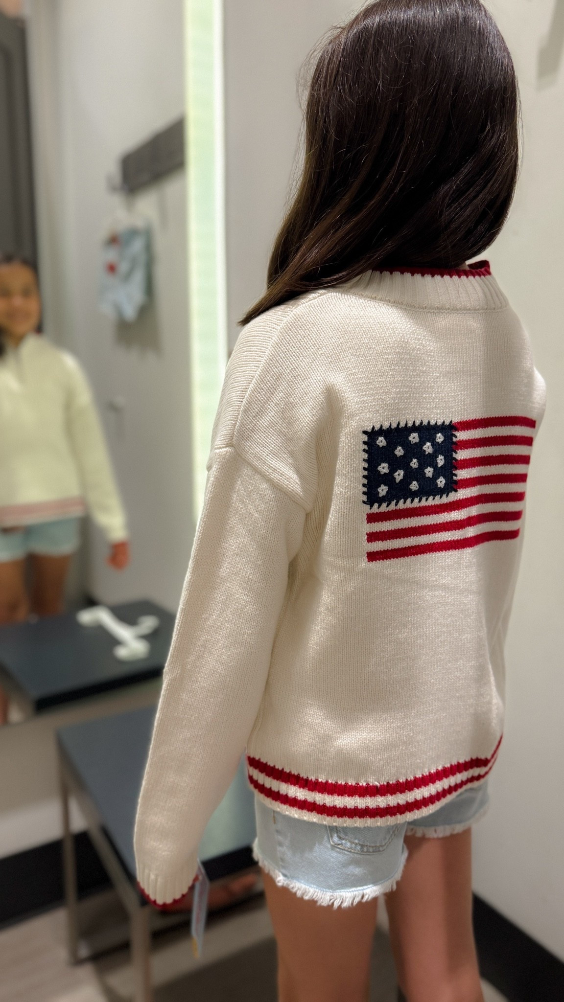 Girls summer outfit idea. Americana collared pullover for those cool summer evenings + cutoff jean shorts. She’s almost 10 years old and wearing XL. The pullover also comes in women’s sizes and I’m thinking about matching her. #summeroutfit #girlsfashion

#LTKKids