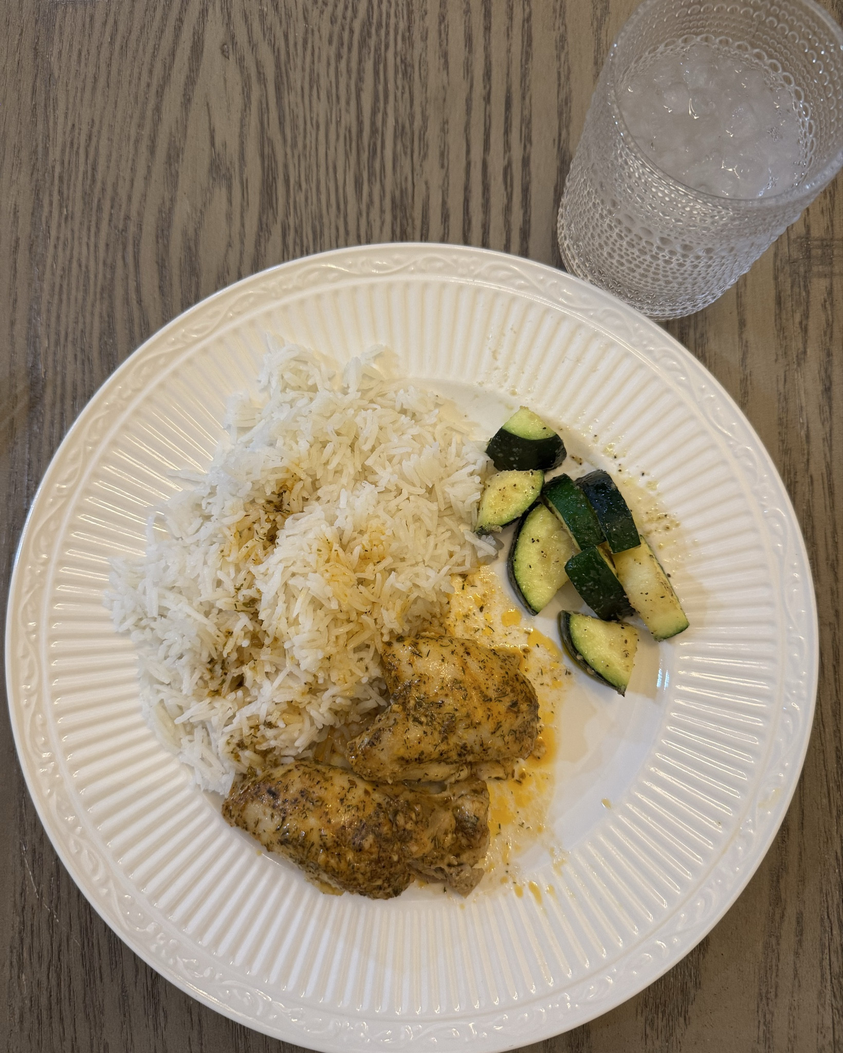 Dinner time 🤤

Made these super easy and delicious chicken thighs (it’s actually a weight watchers recipie)
The boys raved. Went back for seconds and the thirds….

Recipie:
8 chicken thighs (I got the big pack of 12 bc I’ve got big eaters) 
1/4 c olive oil
3 tablespoons Dijon mustard 
Juice of 2 lemons 
4 cloves of garlic 
3 teaspoons oregano 
2 teaspoons thyme 
1 teaspoon dill 
I teaspoon paprika 
2-3 teaspoons salt
1 teaspoon black pepper 

- mix up the marinade and pour over chicken (in ziploc bag or pan/bowl & cover) marinade 2-6 hours. 
- when ready, back at 350 for about 40 minutes 

I served with basmati rice and sautéed zucchini. The sauce the chicken is cooked in makes for a great topper on the rice (potatoes would also be good) 

#LTKHome #LTKActive #LTKKids