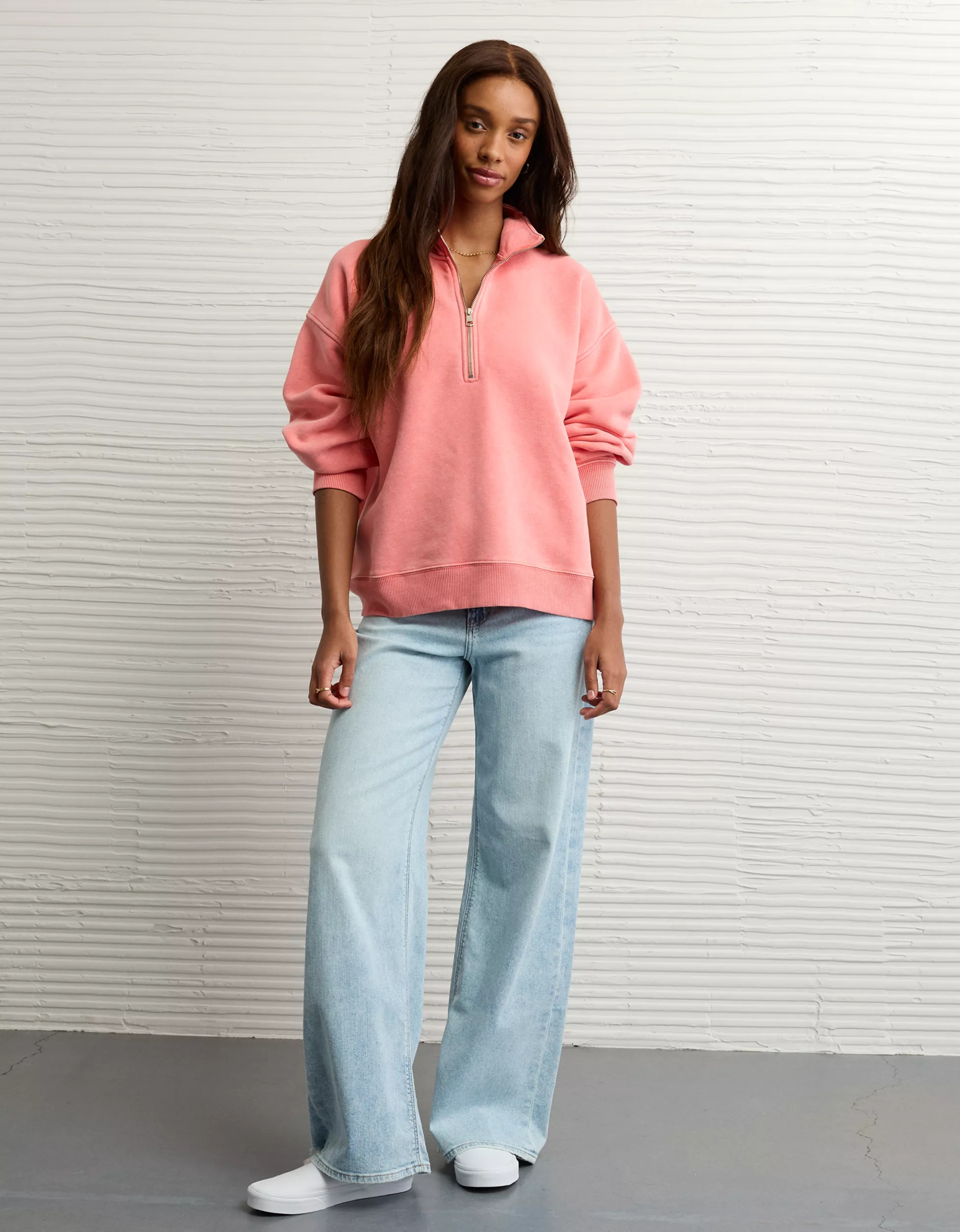 AE Everyday Luxe Quarter-Zip Sweatshirt | American Eagle Outfitters (US & CA)