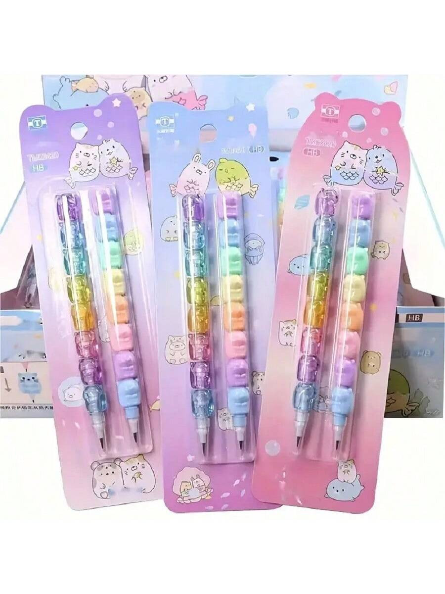 Tendencias2 Piezas/set, Lápiz Mecánico No Afilable De Oso Lindo Bolígrafo De Escritura Para Es... | SHEIN