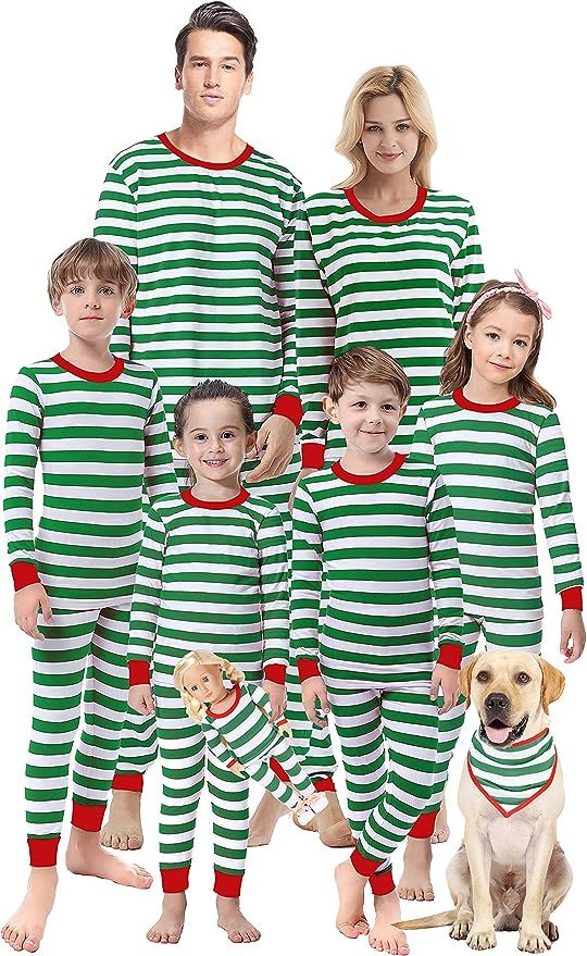 Matching Family Christmas Boys Girls Pajamas Striped Kids Sleepwear Children Clothes | Amazon (US)