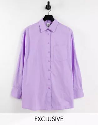 COLLUSION organic cotton oversized shirt in lilac | ASOS (Global)
