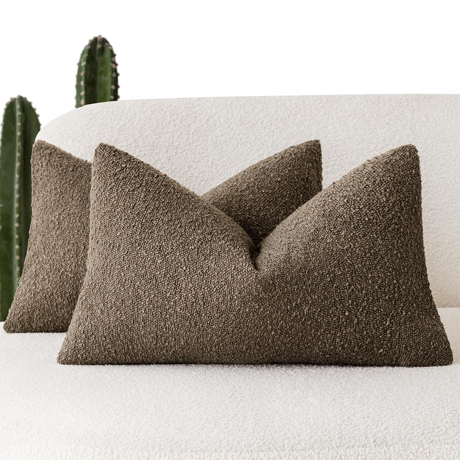 Foindtower Pack of 2 Textured Boucle Throw Pillow Covers Accent Solid Decorative Lumbar Pillow Ca... | Amazon (US)