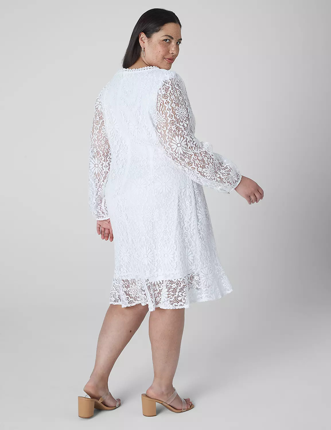 Blouson-Sleeve Boatneck Lace Dress | LaneBryant | Lane Bryant (US)
