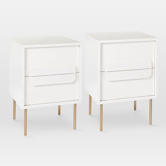 Gemini (18"") Nightstand, White Lacquer, Set of 2 | West Elm (US)
