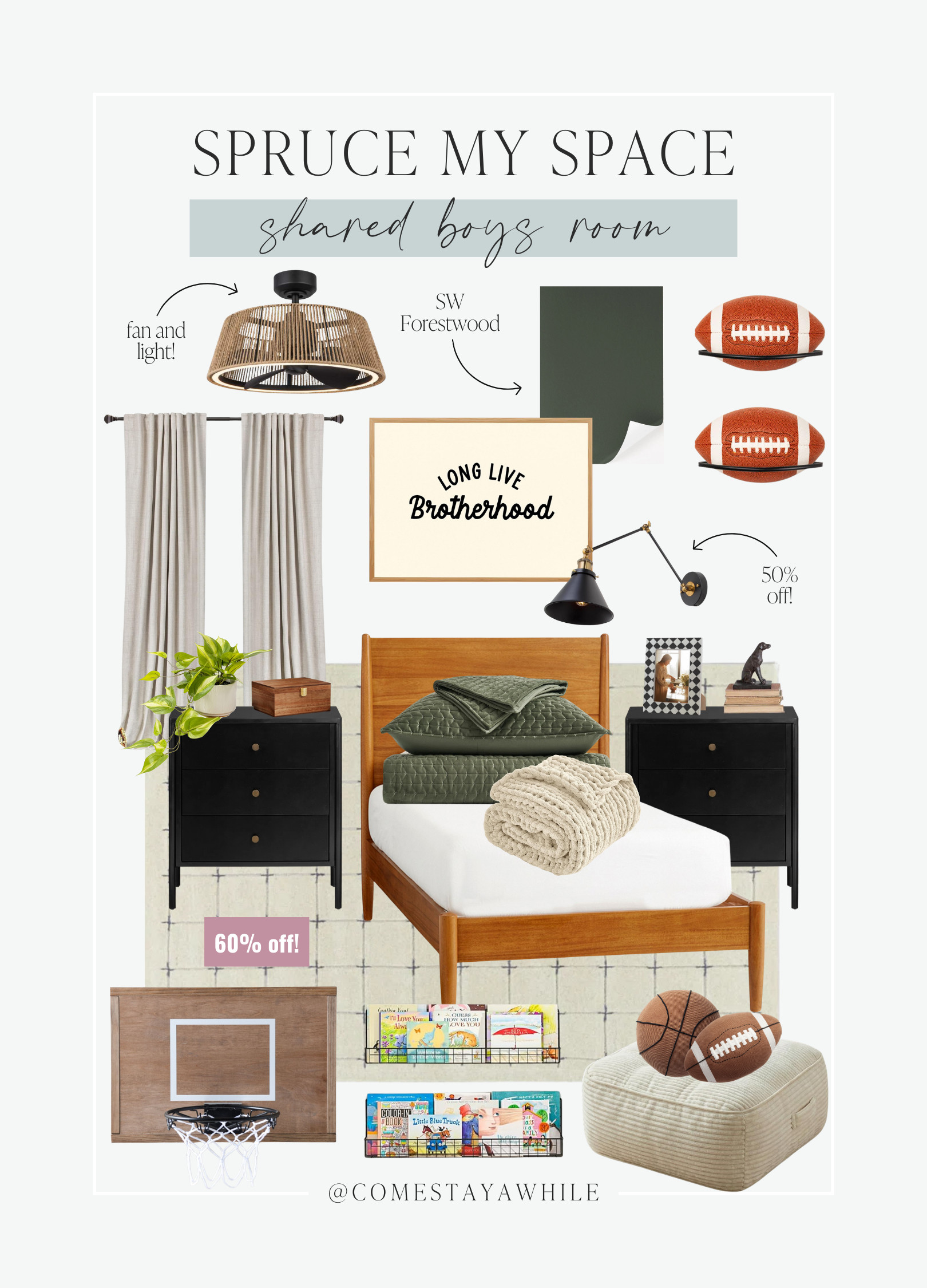 This week on Spruce My Space I shared my fav tips for shared bedrooms! Maximizing space and prioritizing style that kids can grow into will give you a room that your family will love for years to come!

Follow along on IG for weekly room transformation ideas! 

Boys Bedroom | Bedroom Furniture | Kid's Furniture | Sports Theme Bedroom 

 #LTKHome