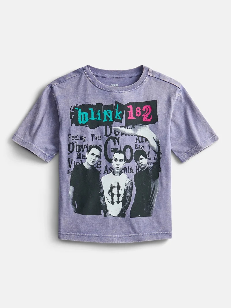 Blink 182 Boy\u2019s Mineral Washed Crewneck Tee with Short Sleeves, Sizes 4-18 | Walmart (US)