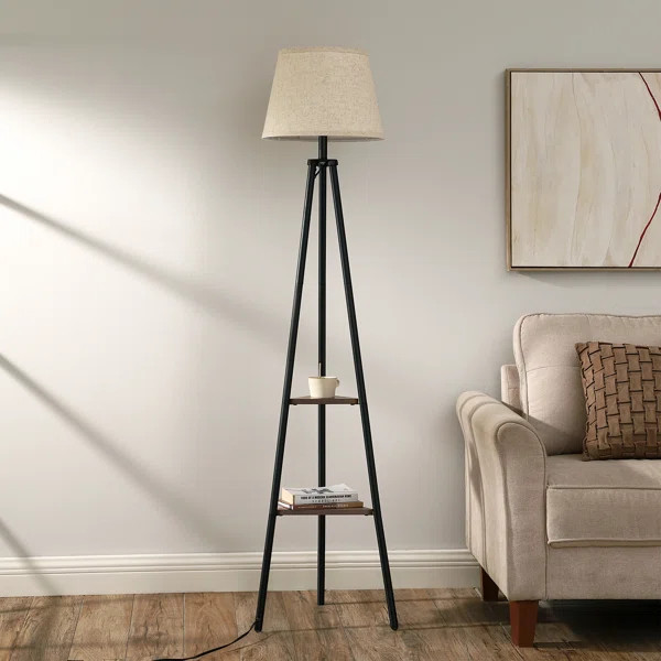 Jantz 65" Tripod Floor Lamp With Shelves | Wayfair North America