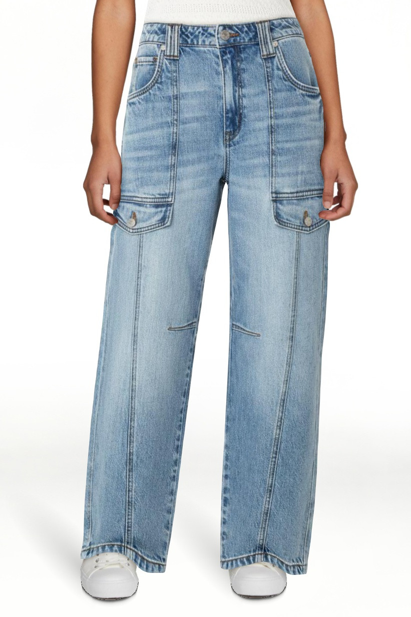 Celebrity Pink Women's Mid Rise Utility Barrel Jeans, Sizes 1-21 | Walmart (US)