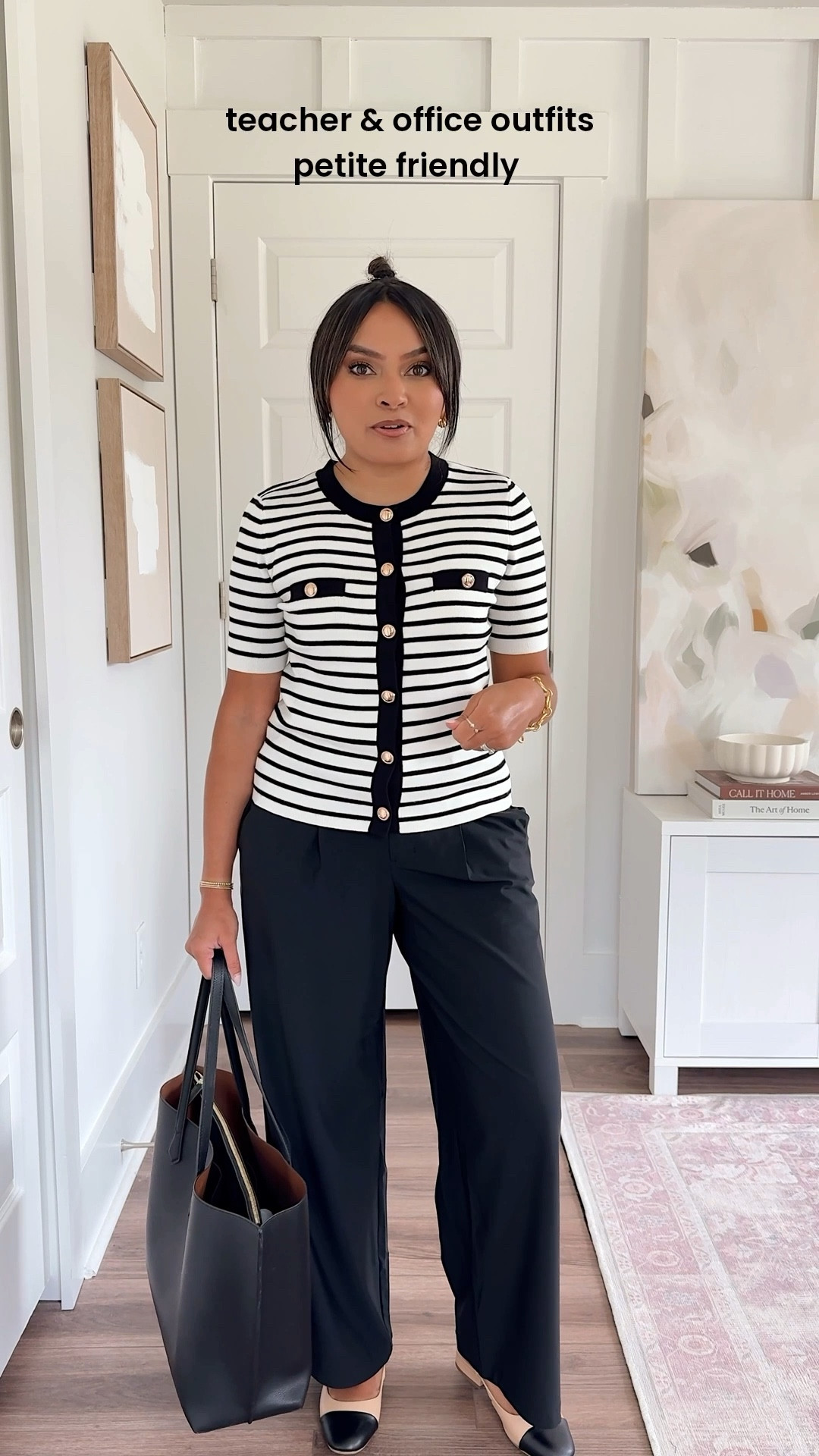 Black striped short sleeve cardigan size xs petite TTS
Black pants size xs petite TTS
Cap toe flats - old, similar linked


Comment SHOP below to receive a DM with the link to this post on my LTK ⬇ https://liketk.it/5kmot #ltkworkwear #ltkpetite #ltksalealert

#LTKPetite #LTKWorkwear #LTKSaleAlert