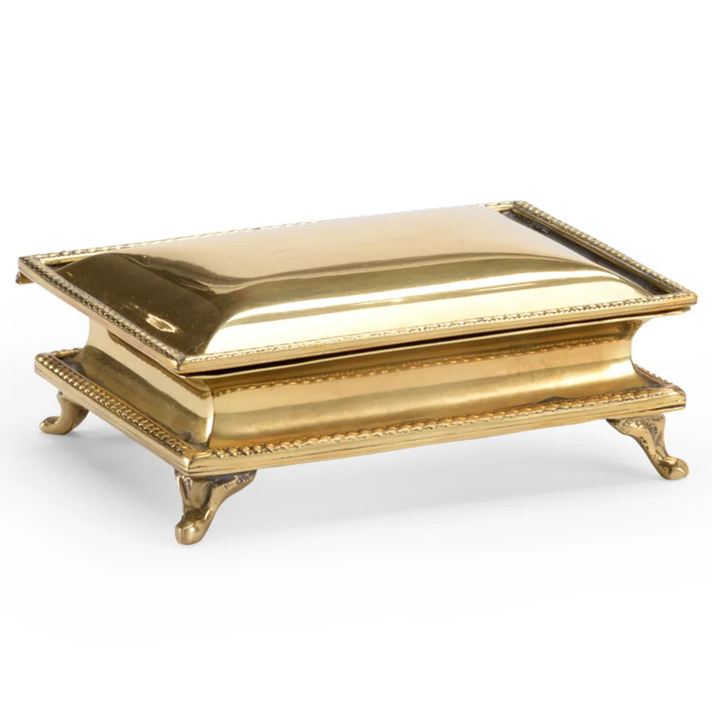 Veronique Regency Polished Brass Metal Decorative Box - Small | Kathy Kuo Home