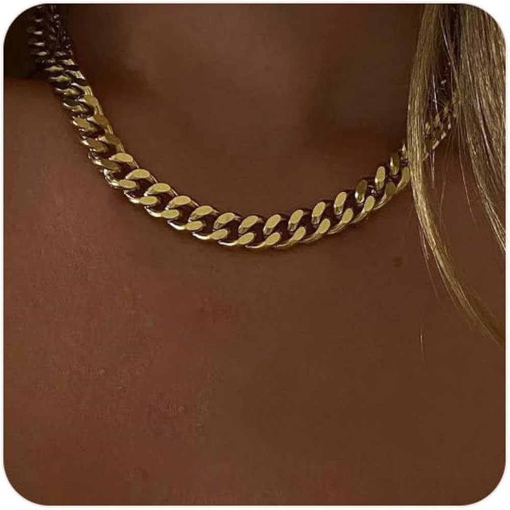 FEEL STYLE Chunky Cuban Link Chain for Men Women - Stainless Steel Gold Necklace for Women Men - ... | Amazon (US)