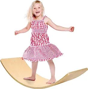 Wooden Wobble Balance Board for Kids, 32 Inch Natural Wood Rocker Board, Toddler Open Ended Learn... | Amazon (US)