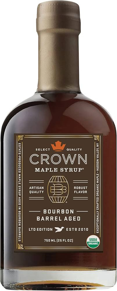 Crown Maple Bourbon Barrel Aged Organic Maple Syrup, 25 Fl Oz, Pancakes, Flavor Cocktails, Marina... | Amazon (US)