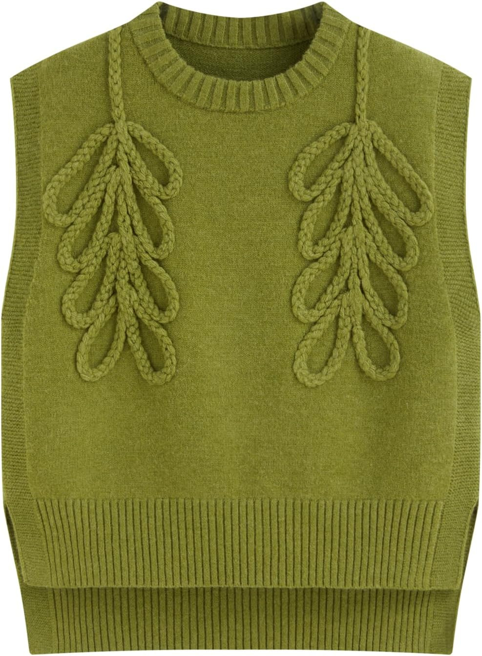 CIDER Sweater Vest Women Round Neck Sleeveless Cute Cable Knit Tops | Amazon (US)