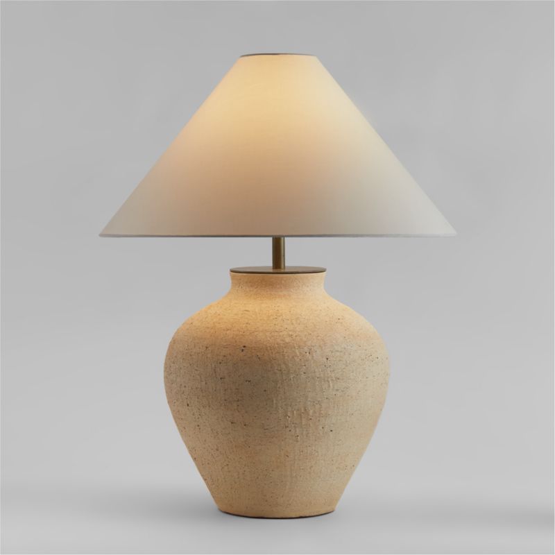 Corfu Cream Table Lamp with Linen Taper Shade Bedroom Lighting + Reviews | Crate & Barrel | Crate & Barrel