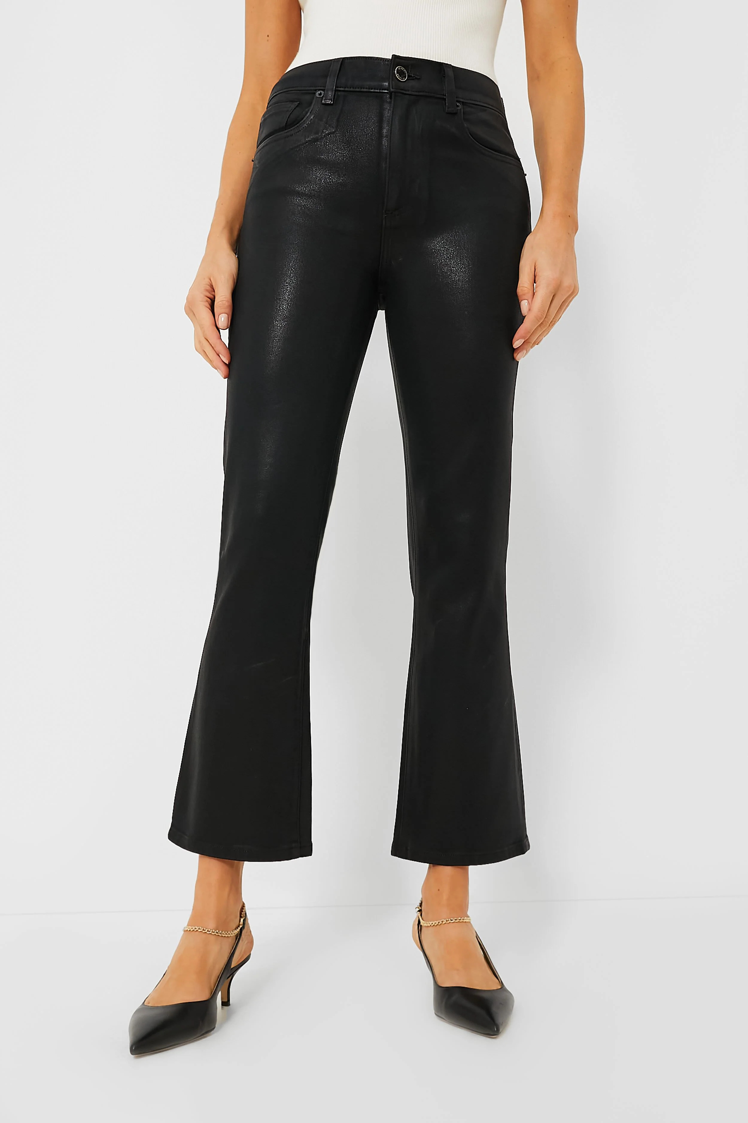 Black Coated Bella Crop Flare | Tuckernuck (US)