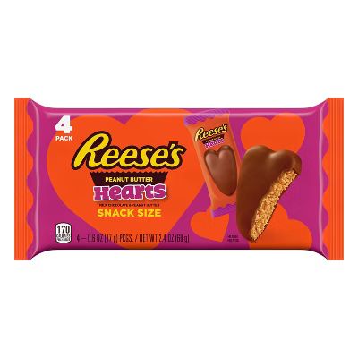 Reese's Valentine's Day Peanut Butter Hearts Candy Snack Size - 2.4oz/4pk | Target