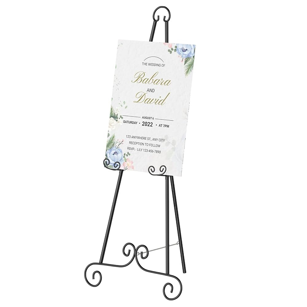 Easel Stand for Sign, Heavy Duty Metal Display Stand with Chain Support, Height Adjustable Easels... | Amazon (US)
