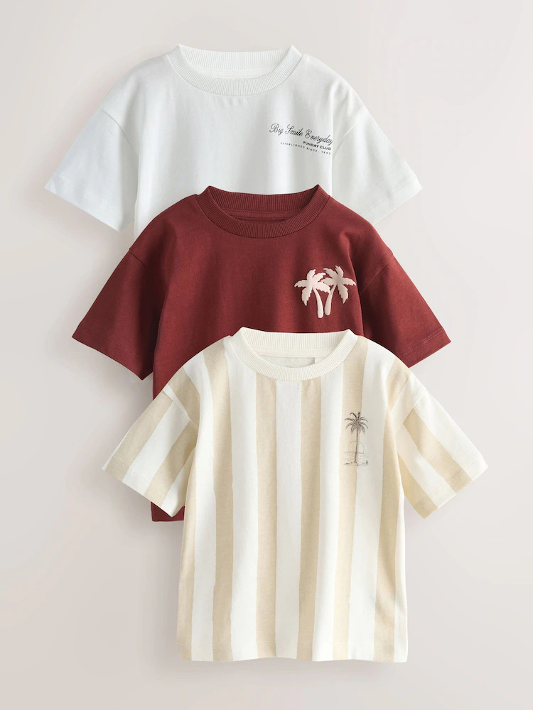 White Slogan Short Sleeve Graphic T-Shirts 3 Pack (3mths-7yrs) | Next US