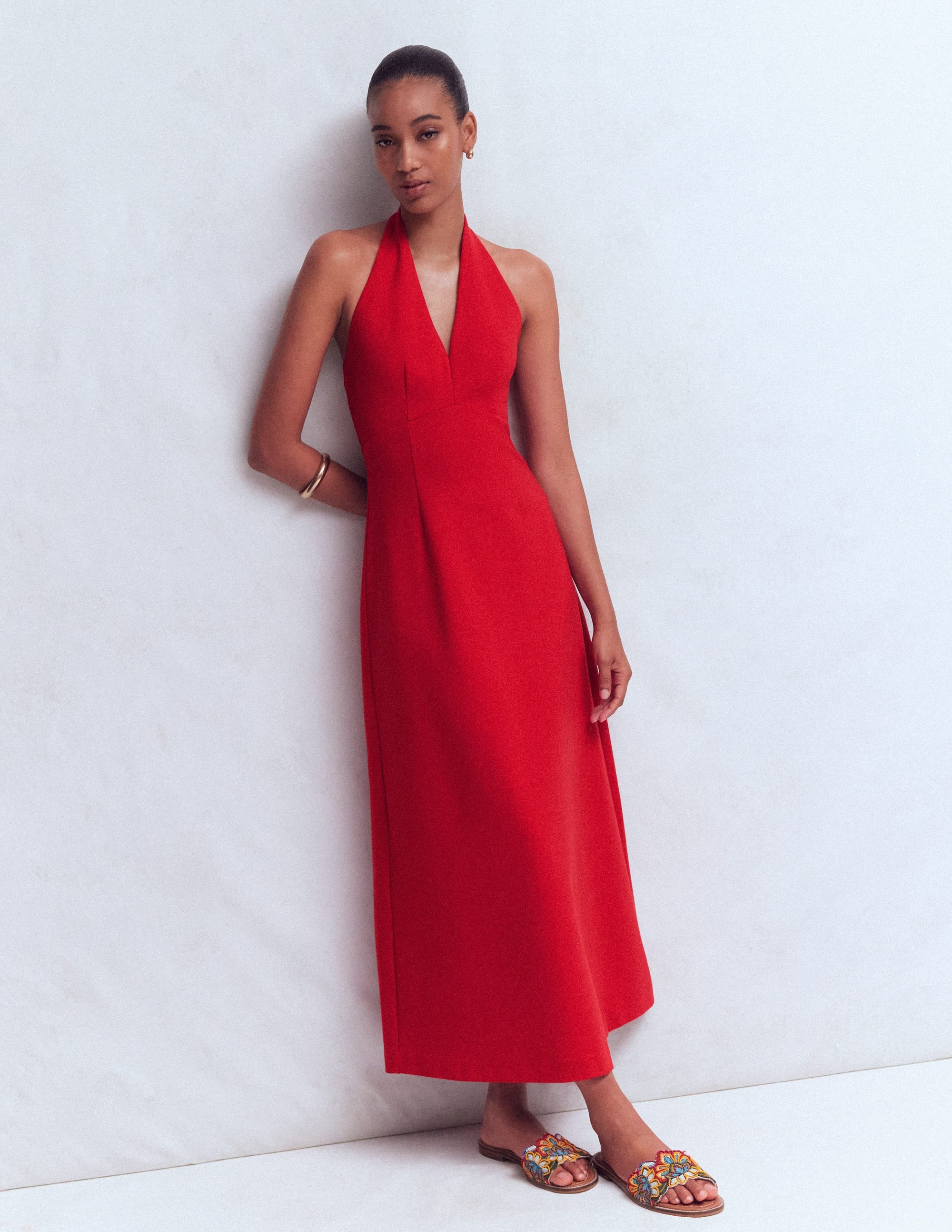 Halter Neck Empire Maxi Dress-Red | Boden (US)