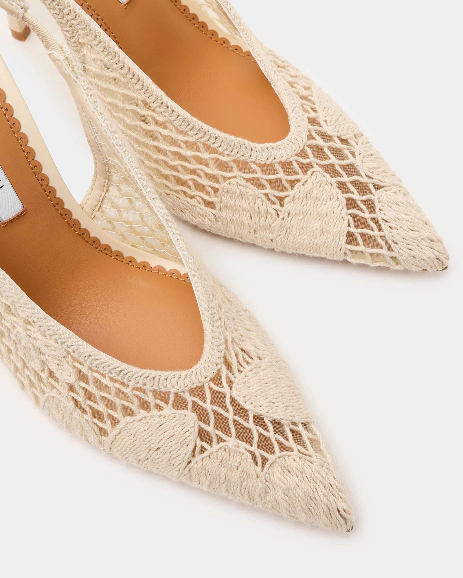 ANDROMEDA Crochet Bone Slingback Pointed-Toe Stiletto Pump Women's Heel | Steve Madden (US)