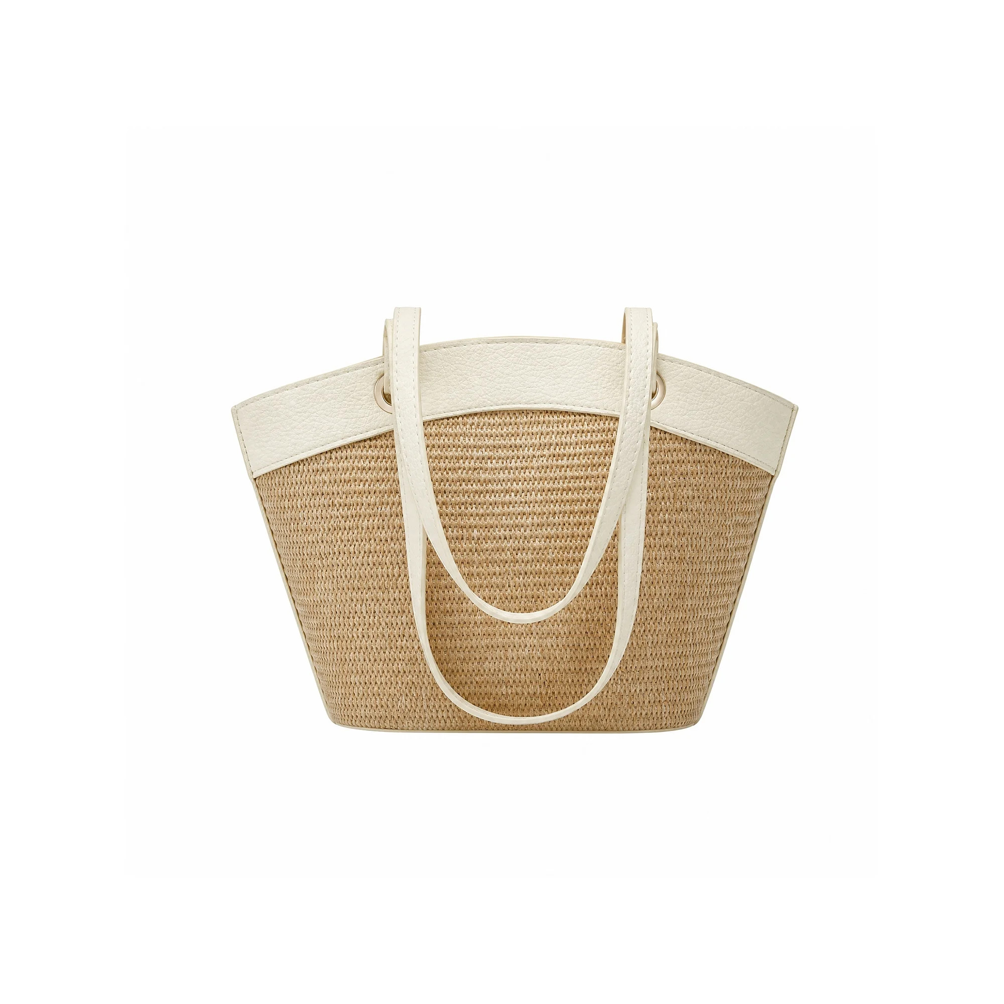 Casual Straw Woven Shoulder Bags for Women with Matching Zipper Pouch and Top Handles White | Walmart (US)