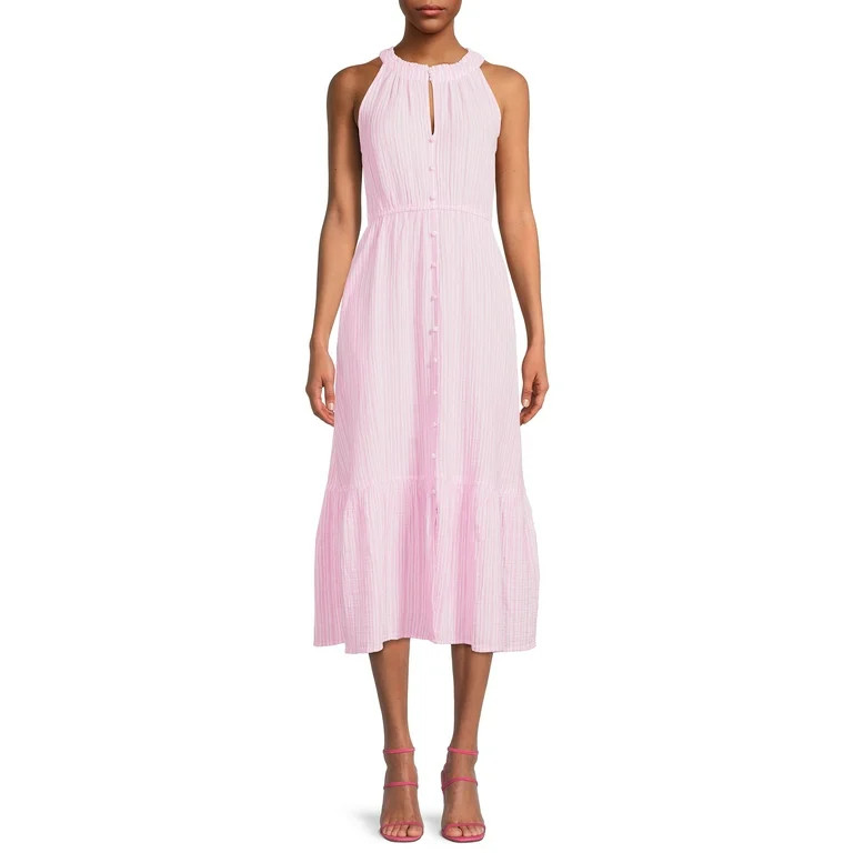 Time and Tru Women's Sleeveless Tiered Midi Dress | Walmart (US)