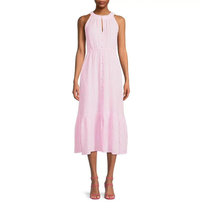 Time and Tru Women's Sleeveless Tiered Midi Dress - Walmart.com | Walmart (US)